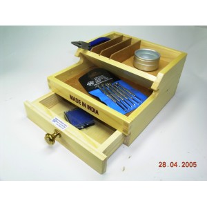Bench top organiser wooden with flat top