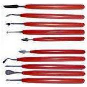 Wax carving tools with red insulated 